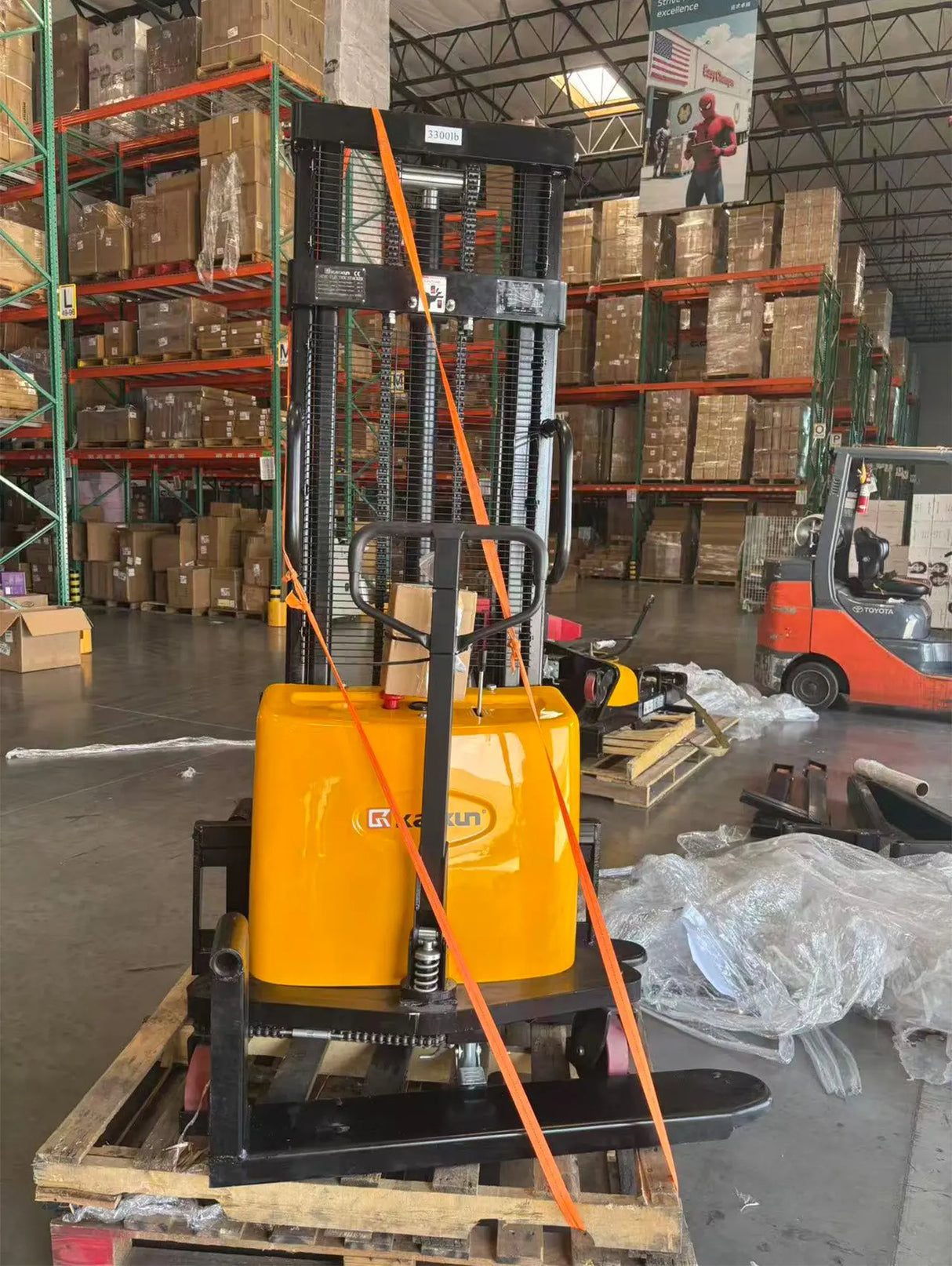 Used Semi-Electric Stacker 3300lbs Capacity, 118'' Lifting Height, Lightly Used Stacker KAIXUN