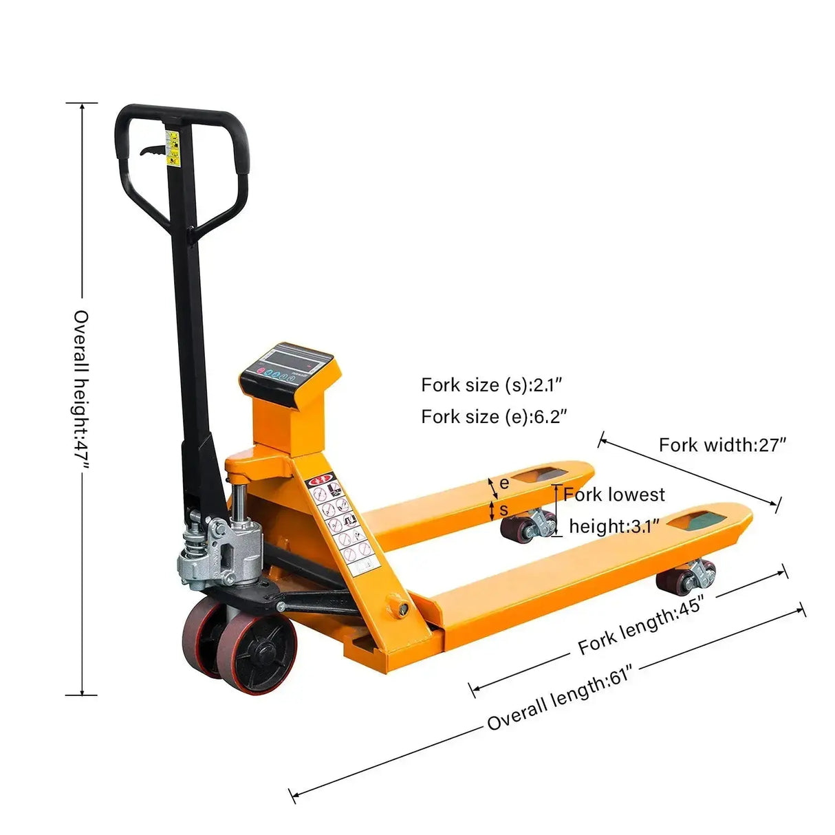 KAIXUN 4400 lbs Capacity 27" W x 45" L Scale Pallet Jack - PU wheels KX-DZC20 KAIXUN