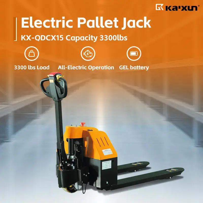 KAIXUN 3300 lbs Capacity 27" W x 45" L Full Electric Pallet Jack - PU wheels KX-QDCX15 KAIXUN