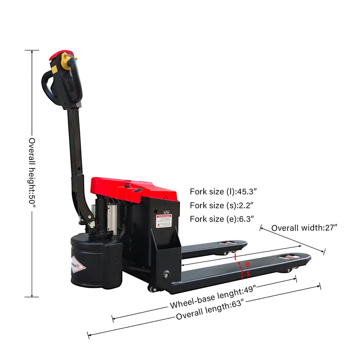 Full Electric Pallet Jack| 3300 lbs| 45"L*27"W Forks| PU Wheels | KX-QDCXa15 KAIXUN