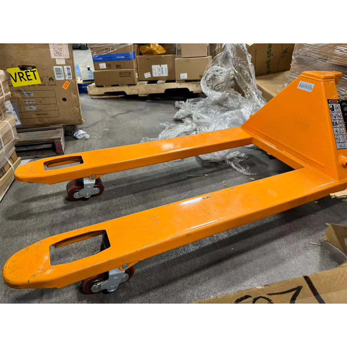 Used Hand Pallet Jack, 6600 lbs, 48"x27" Forks, PU Wheels - Good Condition KAIXUN