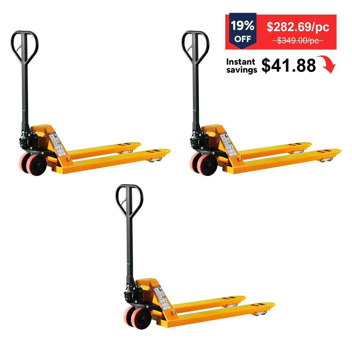 Manual Hydraulic Pallet Jack| 5500 lbs| 48"x27" Forks| PU Wheels | KX-SDC25 KAIXUN