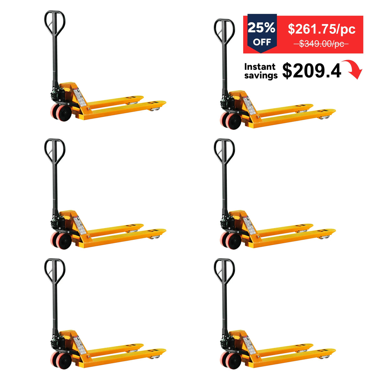 Manual Hydraulic Pallet Jack| 5500 lbs| 48"x27" Forks| PU Wheels | KX-SDC25 KAIXUN