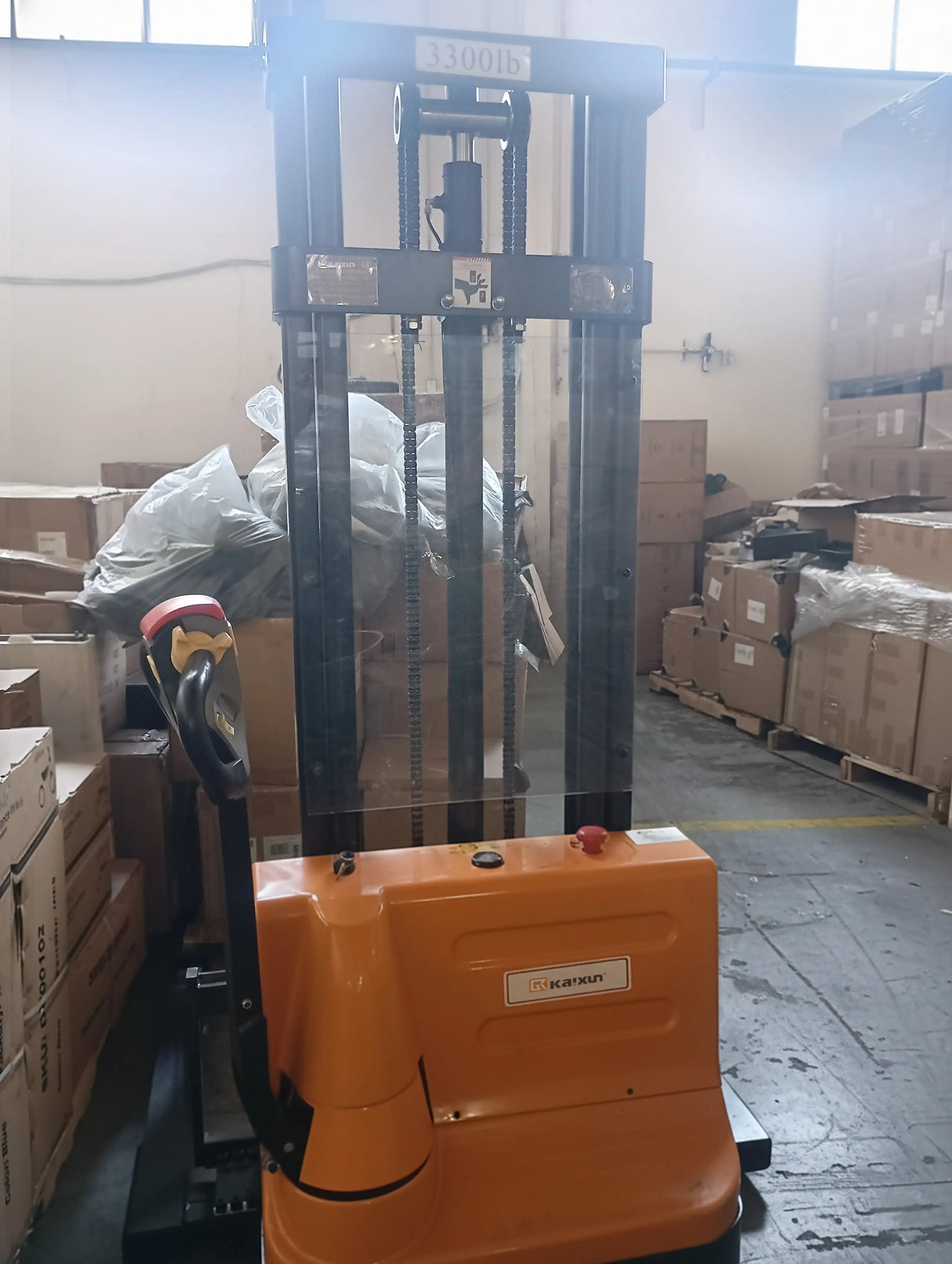 Used Full Electric Stacker 3300 lbs Capacity, 118'' Lifting Height, Nearly New Stacker KX-CTD15A KAIXUN