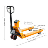 KAIXUN 4400 lbs Capacity 27" W x 45" L Scale Pallet Jack - PU wheels KX-DZC20 KAIXUN