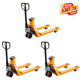 Scale Pallet Jack, 4400 lbs, 27"W x 45"L, PU wheels | KX-DZC20, 3-Pack KAIXUN