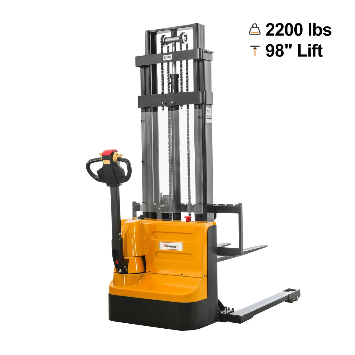 Full Electric Straddle Stacker | 2200 lbs | 98'' Lifting Height | KX-CTD10A-98 KAIXUN