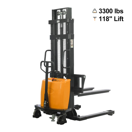Semi-Electric Straddle Stacker | 3300 lbs | 118'' Lifting Height | KX-CTD15-118 KAIXUN