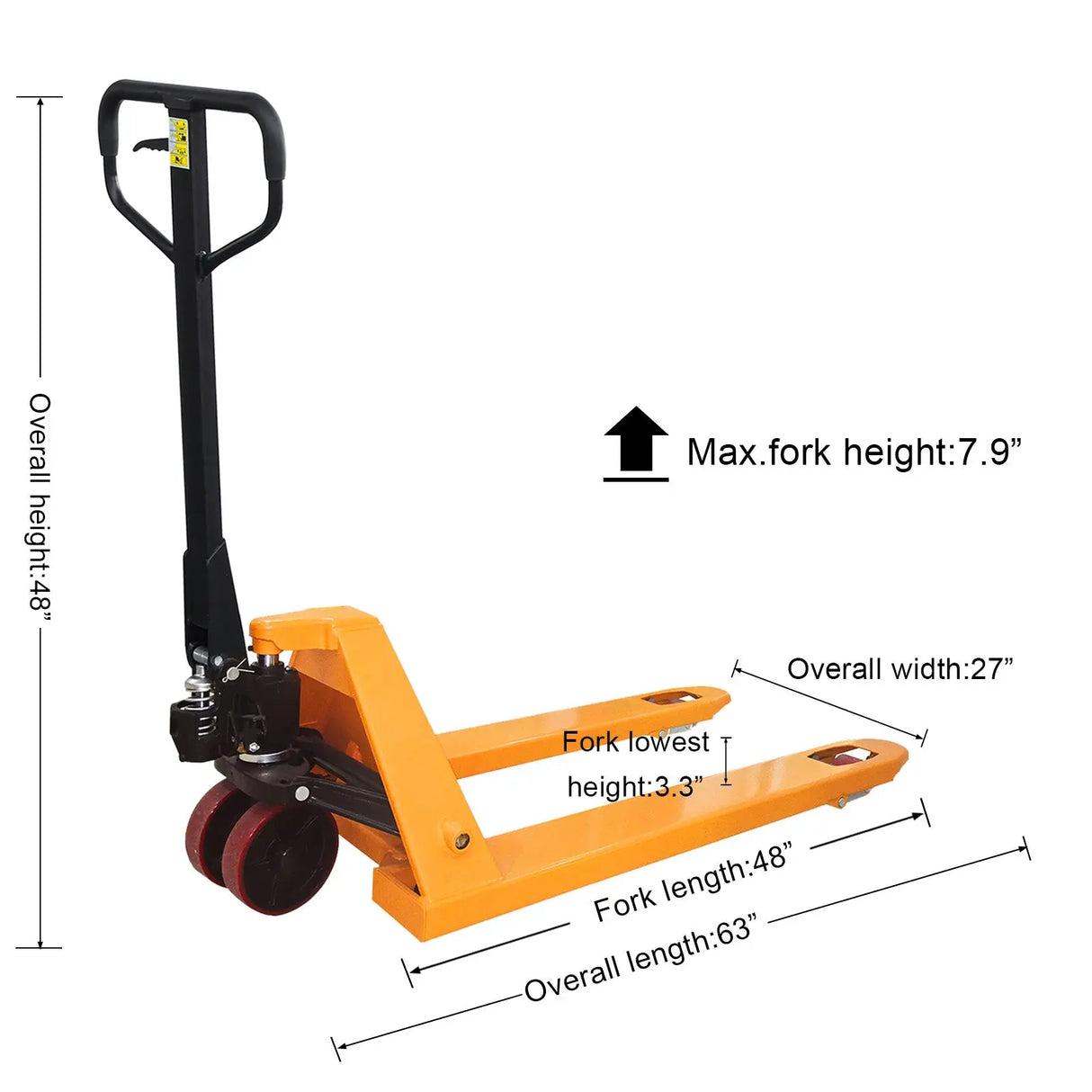 Manual Hydraulic Pallet Jack| 6600 lbs| 48"x27" Forks| PU Wheels | KX-SDC30 KAIXUN