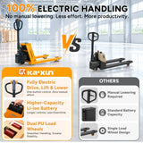 Lithium Fully Electric Pallet Jack Truck | 3300 lbs| 45"L*27"W Forks| PU Wheels| KX-PPT15A KAIXUN